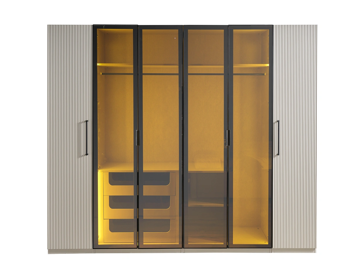 Gold-Black Line 6-Deurs Kledingkast