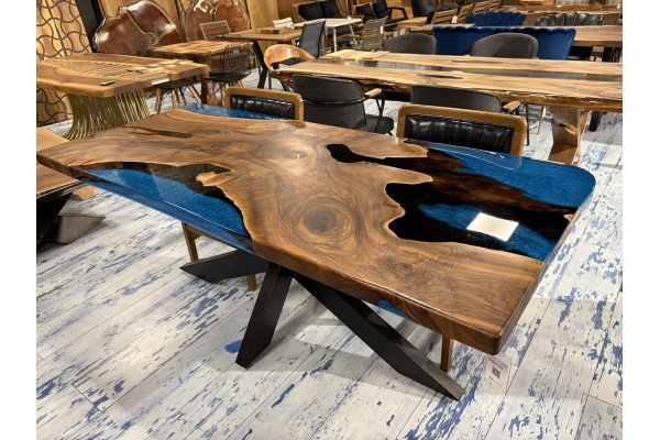  Table En Époxy Noyer Bleu (210*90)