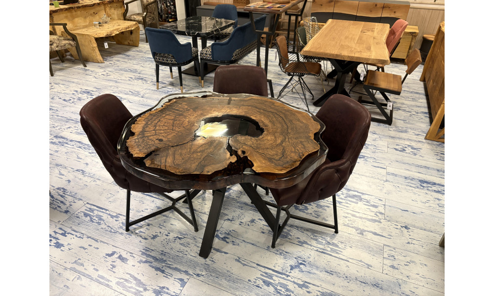 Table En Époxy Sapin Et Noyer (125*125)