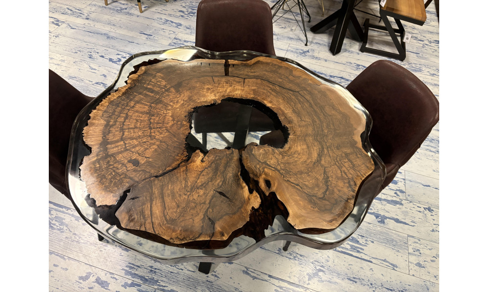 Table En Époxy Sapin Et Noyer (125*125)