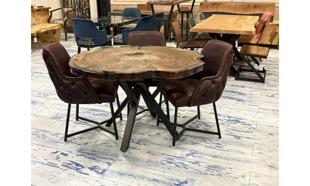 Table En Époxy Sapin Et Noyer (125*125)