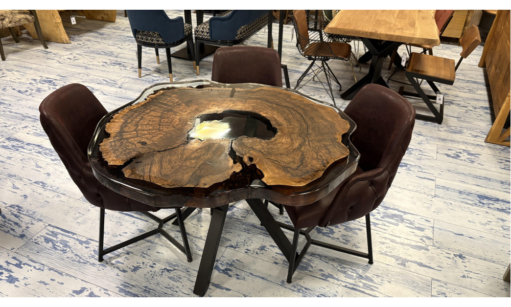 Table En Époxy Sapin Et Noyer (125*125)