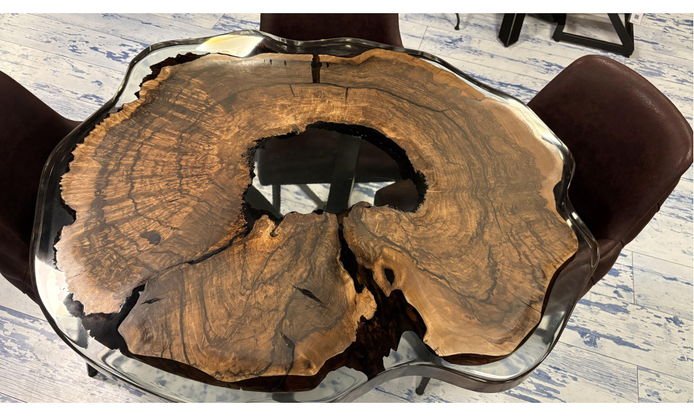 Table En Époxy Sapin Et Noyer (125*125)