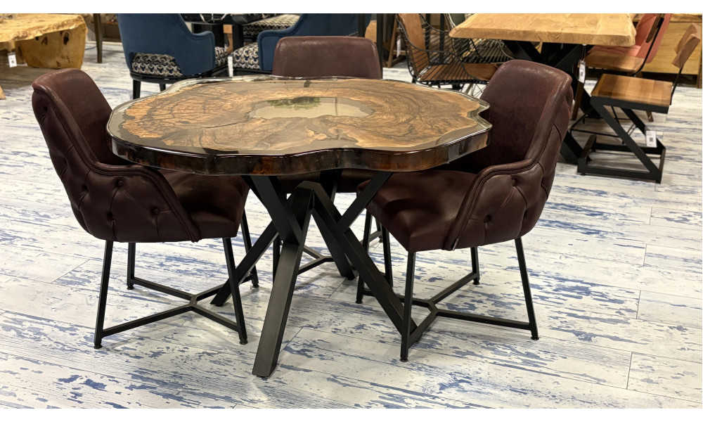 Table En Époxy Sapin Et Noyer (125*125)