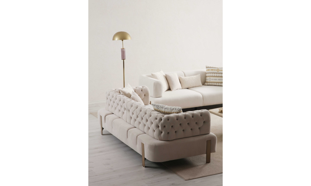 Cratos Antik Ayaklı Yatak Mekanizmalı Kapitoneli Üçlü Koltuk - Sidart Home - Online Mobilya Mağazası